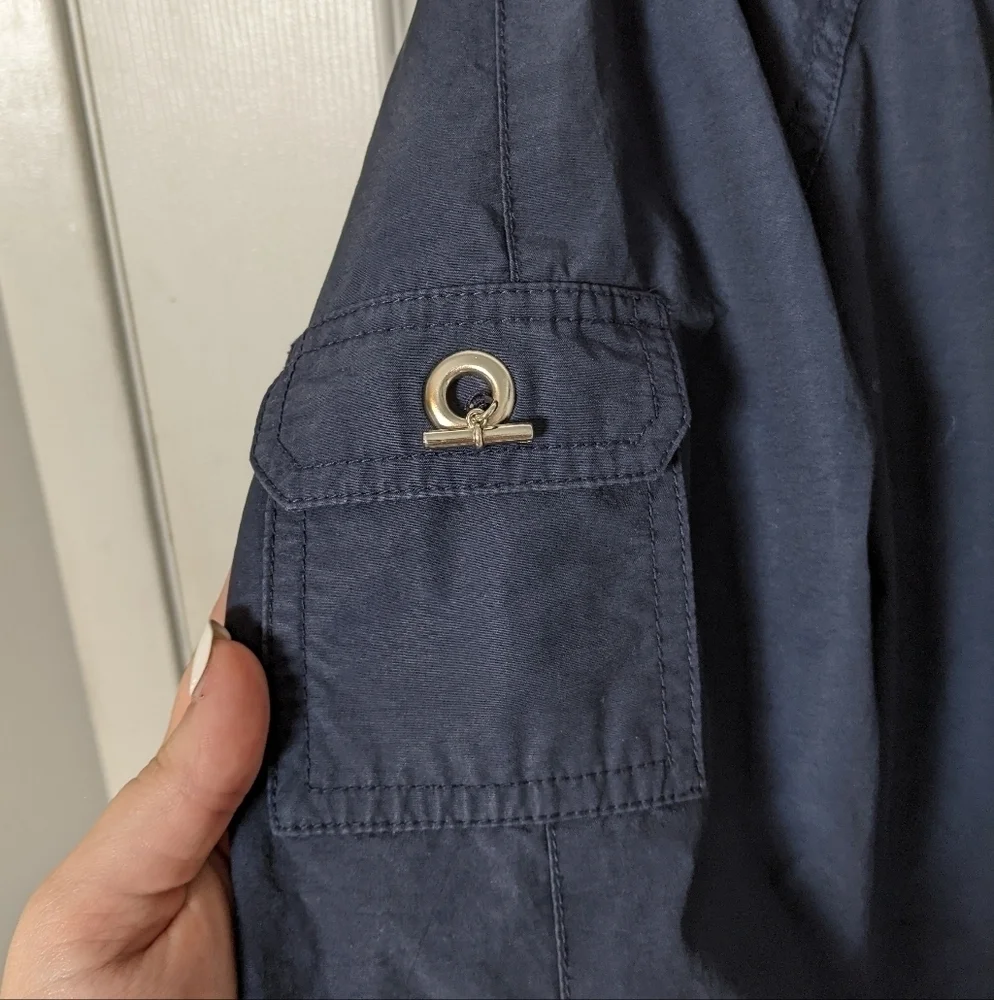 Vintage Larry Levine Sport Women's Nautical Navy Blue Anorak Jacket Size‎ Medium